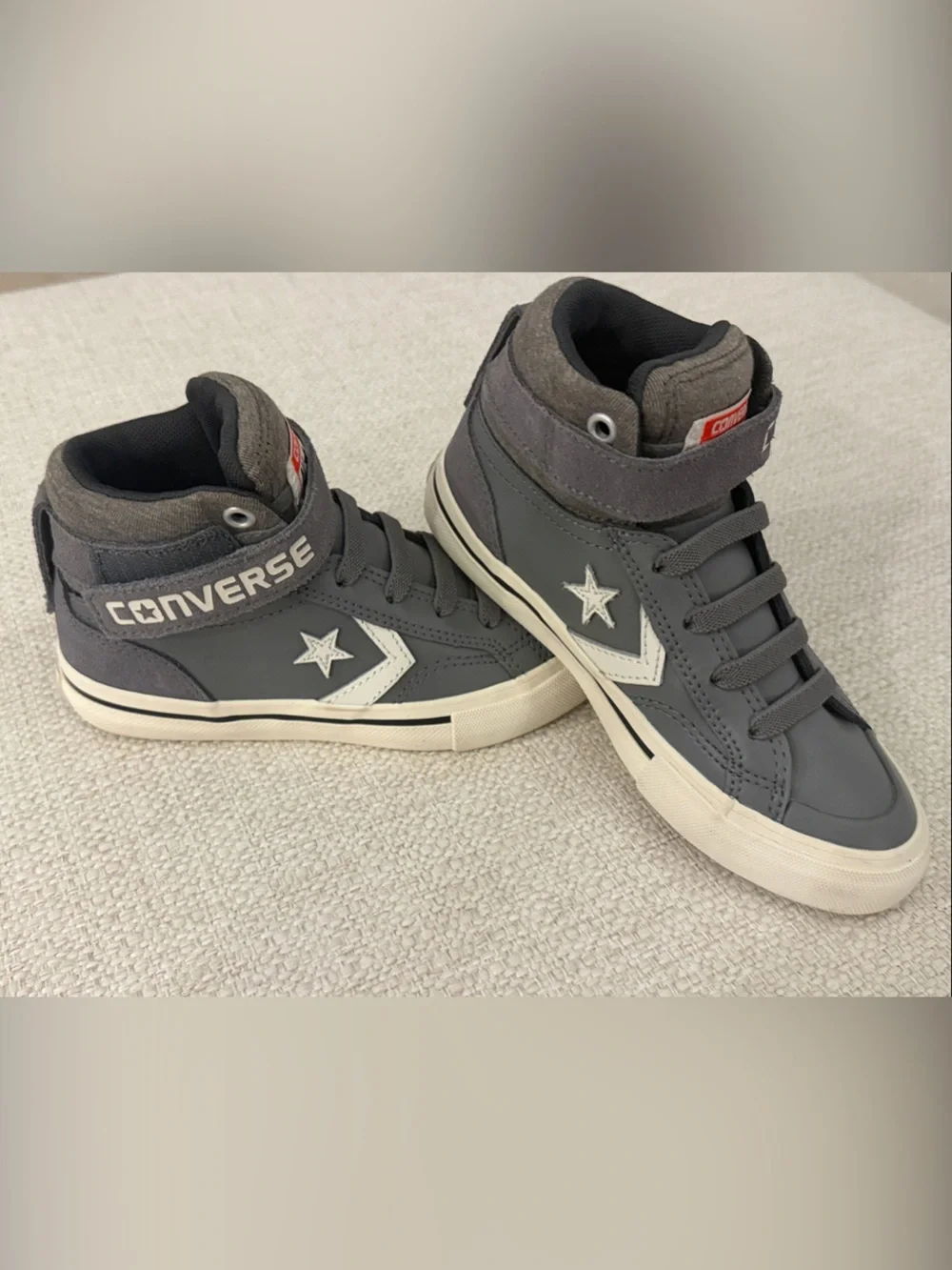 Converse Gray and White Mid-Top Sneakers